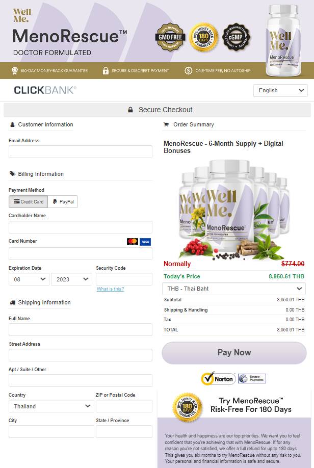 MenoRescue - Secure Order Page